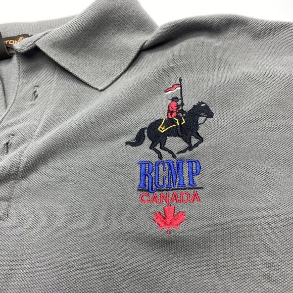Mountie RCMP Royal Canadian Mounted Police Grey Polo Shirt Men's Size Medium - Picture 1 of 6